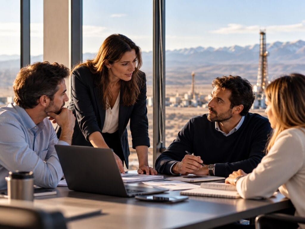 Equipo profesional en una reunión de gestión y desarrollo de talento